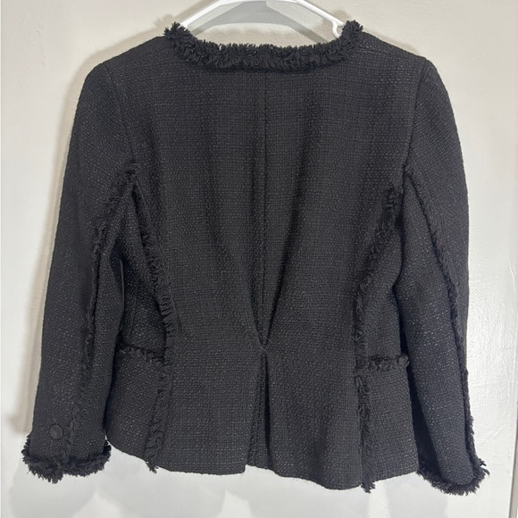 Ann Taylor Petites Wool Blend Blazer Lined Black Decorative Pin Flower Size 0P - Picture 5 of 11